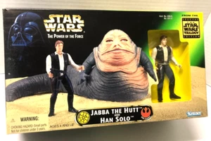Star Wars JABBA THE HUTT AND HAN SOLO 1997 Action Figures Kenner POTF NIB HTF - Picture 1 of 4