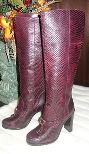 SALVATORE FERRAGAMO BOOTS "CORNEL" Tall PYTHON Gancini Bit Bootie SZ 6.5 B NEW - Picture 1 of 5