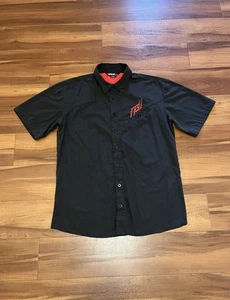 Fly Racing Button Shirt Black Logo Embroidered Motocross Shop Men’s Size Large L - Picture 1 of 11