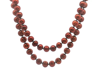 Double Row  Brown Color Pearl Necklace - Image 1 of 4