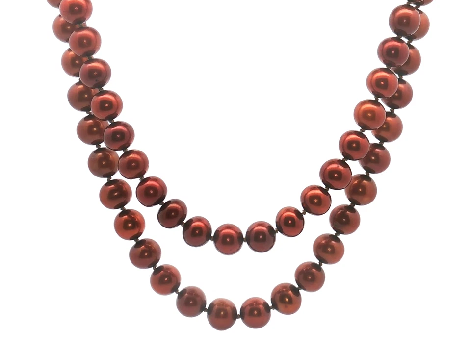 Double Row  Brown Color Pearl Necklace - Image 1 of 4