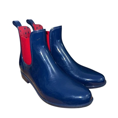 Ralph Lauren Tally Botas de Lluvia Azul Tobillo Rojo Lunares Usadas Para Mujer Talla 10 Foto 1 de 4