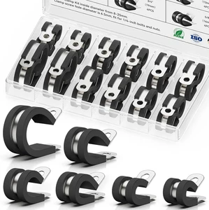 Kit Surtido de Abrazaderas de Cable, 24 PIEZAS Abrazaderas de Tubo de Cojín de Goma de Acero Inoxidable, 6 - Imagen 1 de 6