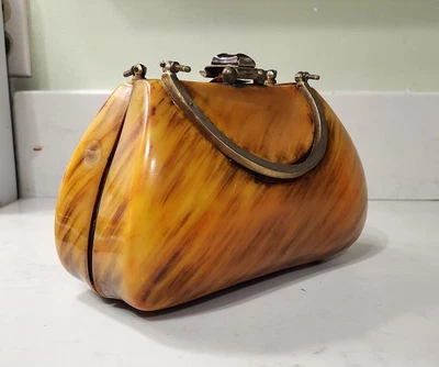 古董 1940 年代电木手提包钱包按原样售货 — 第 1/4 张图片