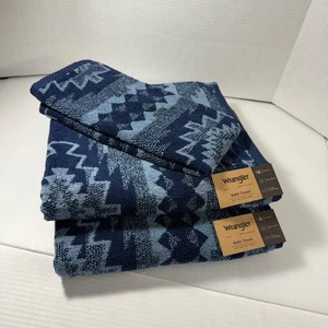 Wrangler Set 2 asciugamani da bagno e asciugamani, nuovi con etichetta blu azteco country western - Foto 1 di 6
