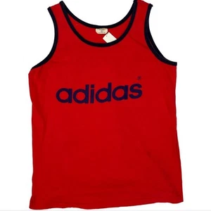 70s VINTAGE CLASSIC RED ADIDAS TANK TOP Size L - Picture 1 of 2