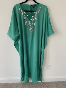 Midnight Velvet Kaftan Womens Osfa Kelly Green Embellished NWOT - Picture 1 of 8