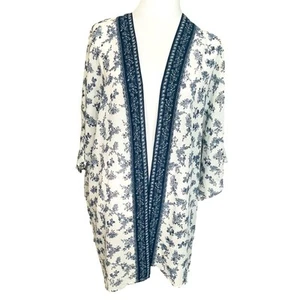 Cárdigan Kimono Japna Azul Blanco Talla Mediana - Imagen 1 de 7
