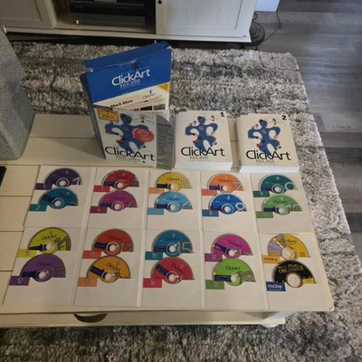 Broderbund Click ART 300,000 20 DISCS W/ Box, Manuals, & Receipt From 1999 - Image 1 of 4