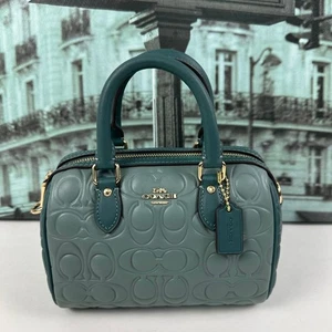 Borsa a tracolla Coach CY744 Mini Rowan con firma bloccata IN turchese scuro - Foto 1 di 9