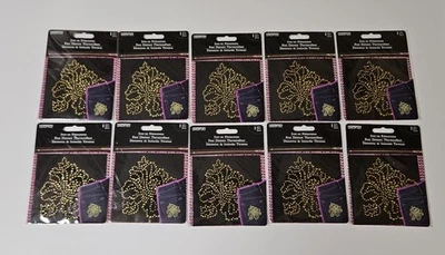 Hierro sobre Estrás Bling Oro Floral Diseño Pequeño 3"x2.5" Lote de 10 Foto 1 de 4