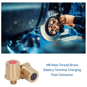 M8 Male Thread Brass Battery Terminal Charging Post Connector Positive Negati PS - Picture 1 of 12