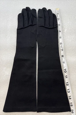 Vintage Women's Hand Crafted Cocktail Opera Gloves Black Stretch Nylon 6.5 - Image 1 of 4