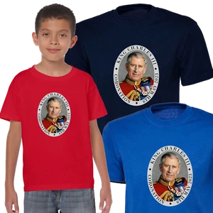 Children T-shirt King Charles III Coronation 2023 - Union Jack Celebration - Picture 1 of 11