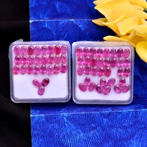 60 Pcs Natural Ruby Mozambique 6mm 4mm Oval Faceted Cut Stunning Loose Gemstones - Picture 1 of 5