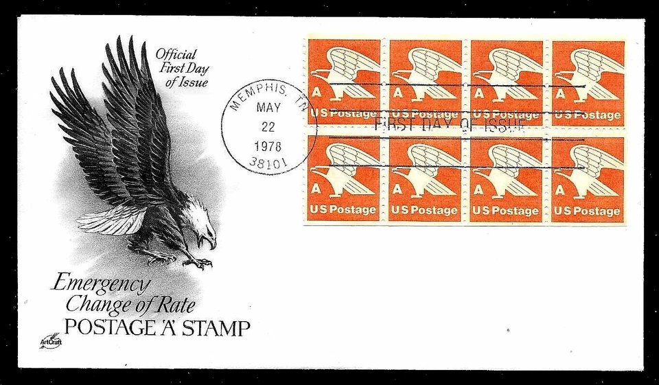 1736a The 'A' Rate 15c Stamp (BOOKLET PANE) (1978) USPS EAGLE FDC FROM ART CRAFT - Image 1 of 1