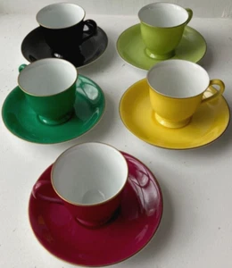 Noritake Demitasse/Espresso Cups & Saucers - Set of 5 - Bold and Beautiful - Picture 1 of 22