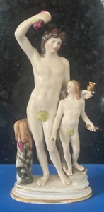 ANTIQUE NAPLES PORCELAIN ALLEGORICAL FIGURINE. NAKED BACCHANALIAN SCENE - Picture 1 of 5