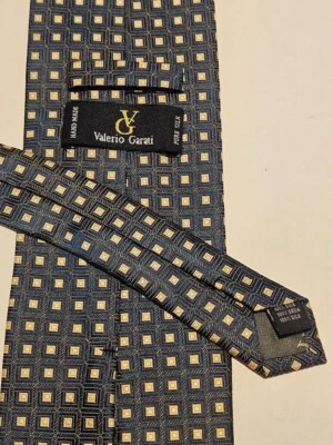 Corbata para hombre Valerio Grati 100 % seda jacquard verde + dorado tejido patrón geométrico Foto 1 de 4
