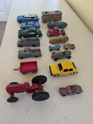 VINTAGE Lot of 16 TOOTSIETOY Cars, Hotrods, Race cars, Trucks and Tractor. - Image 1 of 4