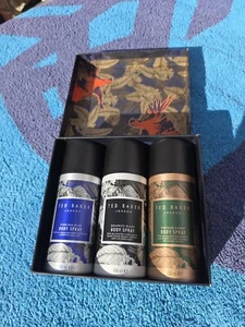 MENS TED BAKER TRIO BODY SPRAY SET NEW VINTAGE AMBER, STERLING BLUE, GRAPHITE - Picture 1 of 4