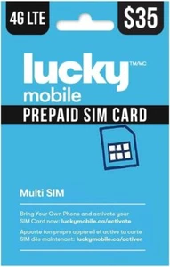 Lucky Mobile 4G LTE Kit de Démarrage Carte SIM Prépayée 35$ - Talk Canada illimité -... - Photo 1/5