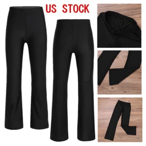 Girls Jazz Dance Trousers Bootcut Stretchy Leggings Flared Pants Dance Wear - Picture 1 of 18