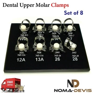 Rubber dam clamps Dental Instruments Tissue Upper molar Clamps Set of 8 BEADEN® - Picture 1 of 3