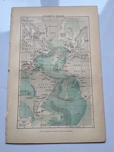 1908 antique chromolithograph map of the Atlantic Ocean - Picture 1 of 3