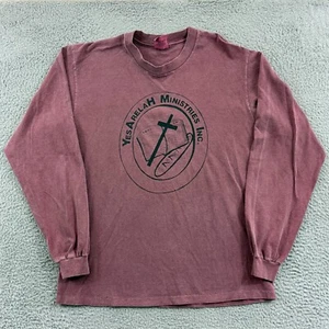 Vintage Religious Shirt Mens Large Red Long Sleeve Crewneck Jesus Church 90s - Picture 1 of 10