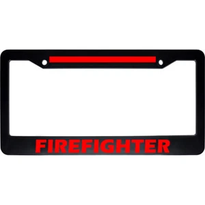 Red Firefighter Thin Red Line Black USA Car Auto License Plate Frame Holder - Bild 1 von 1