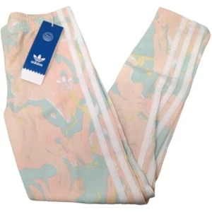 Adidas Original All Over Marble Print Leggings Girl's Small Pink Tint Marble - Picture 1 of 2