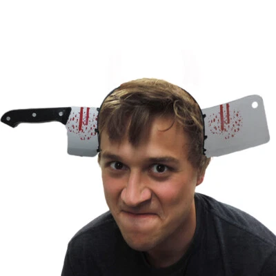 Bloody Cleaver Hatchet Through The Head Headband Costume Accessory - Image 1 of 4