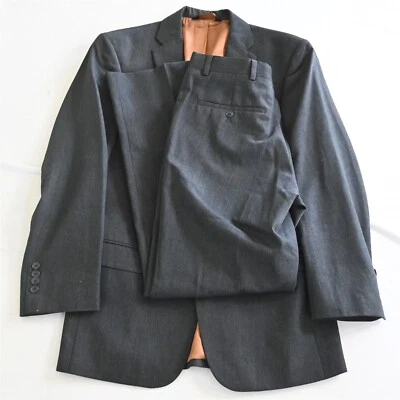 Jos A Bank 37R 38R 28x32 Gray 100% Wool Slim Mens Jacket Pants Suit - Image 1 of 4
