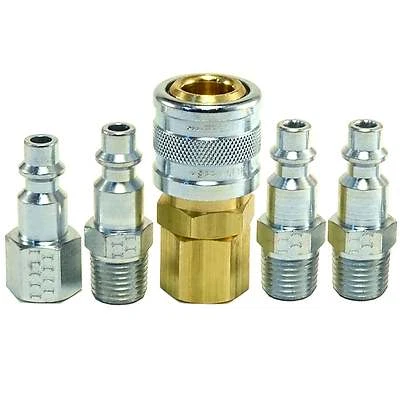PERFORMANCE 5pc Heavy Duty Quick Coupler Set Air Hose Connector Fittings 1/4" NPT Tools Plug