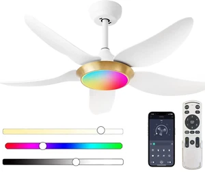 42" Low Profile Ceiling Fan with Lights, Remote & APP Control, Dimmable LED RGB - Picture 1 of 3