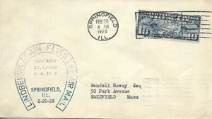 First Airmail Flight Springfield IL February 20 1928 AAMC#2N9c - Picture 1 of 1