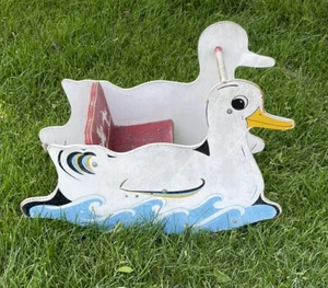 Vintage 1940s Handmade Painted Wood DUCK Rocker Chair Child’s Folk Art - Picture 1 of 12