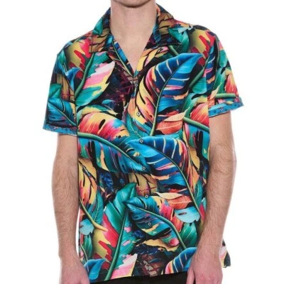NEW Robert Graham Toucan Tropical Print Stretch Button Up Short Sleeve Shirt L - Image 1 of 3
