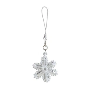 Stylish Snowflake Mobile Chain Crystals Beaded Keychain for Festive Season - Zdjęcie 1 z 8