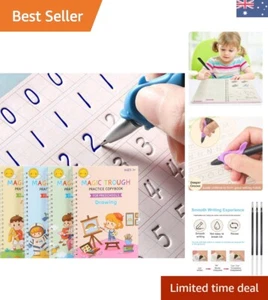Magic Ink Tracing Workbook for Kids 3-5 - Reusable Grooved Writing Practice - Picture 1 of 9