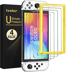 4-Pack Tempered Glass Screen Protector Designed for Nintendo Switch OLED Model - Picture 1 of 9