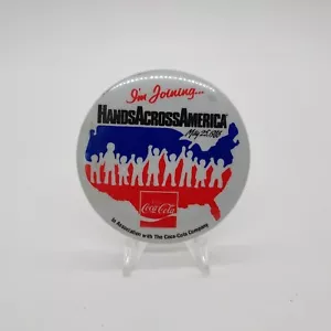 Pin Retroceso Vintage 25 de mayo de 1986 Coca-Cola Hands Across America - Imagen 1 de 3