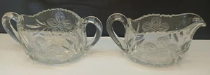 Vintage Lancaster Heavy Clear Cut Glass 'Cherry Blossom' Sugar & Creamer - Picture 1 of 7