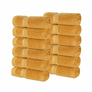 Niles Egypt Produced Giza Cotton Dobby Thick Soft Face Towel Washcloth Set of 12 - Picture 1 of 99