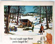 Sugaring Off Party Vermont Maid Syrup Cane Maple Vintage 1948 Magazine Print