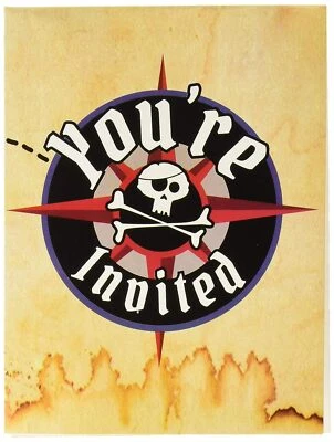 Pirate's Map Treasure Caribbean Buccaneer Birthday Party Invitations w/Envelopes - Image 1 of 2