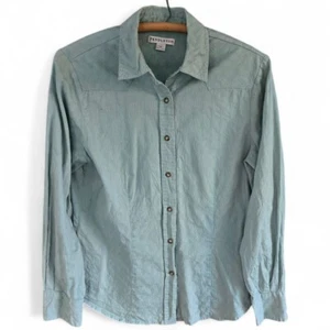 Pendleton Size Medium Women's Sage Green Western Style Snap Front Cotton Shirt - Picture 1 of 6