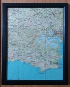 Isle of Purbeck, Dorset - Framed Original 1951 Bartholomew Cloth Mounted Map - Picture 1 of 3