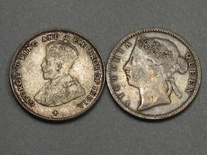 2 Silver 10¢ Cent Straits Settlement (British Malaysia) 1889 & 1919. #69 - Picture 1 of 6
